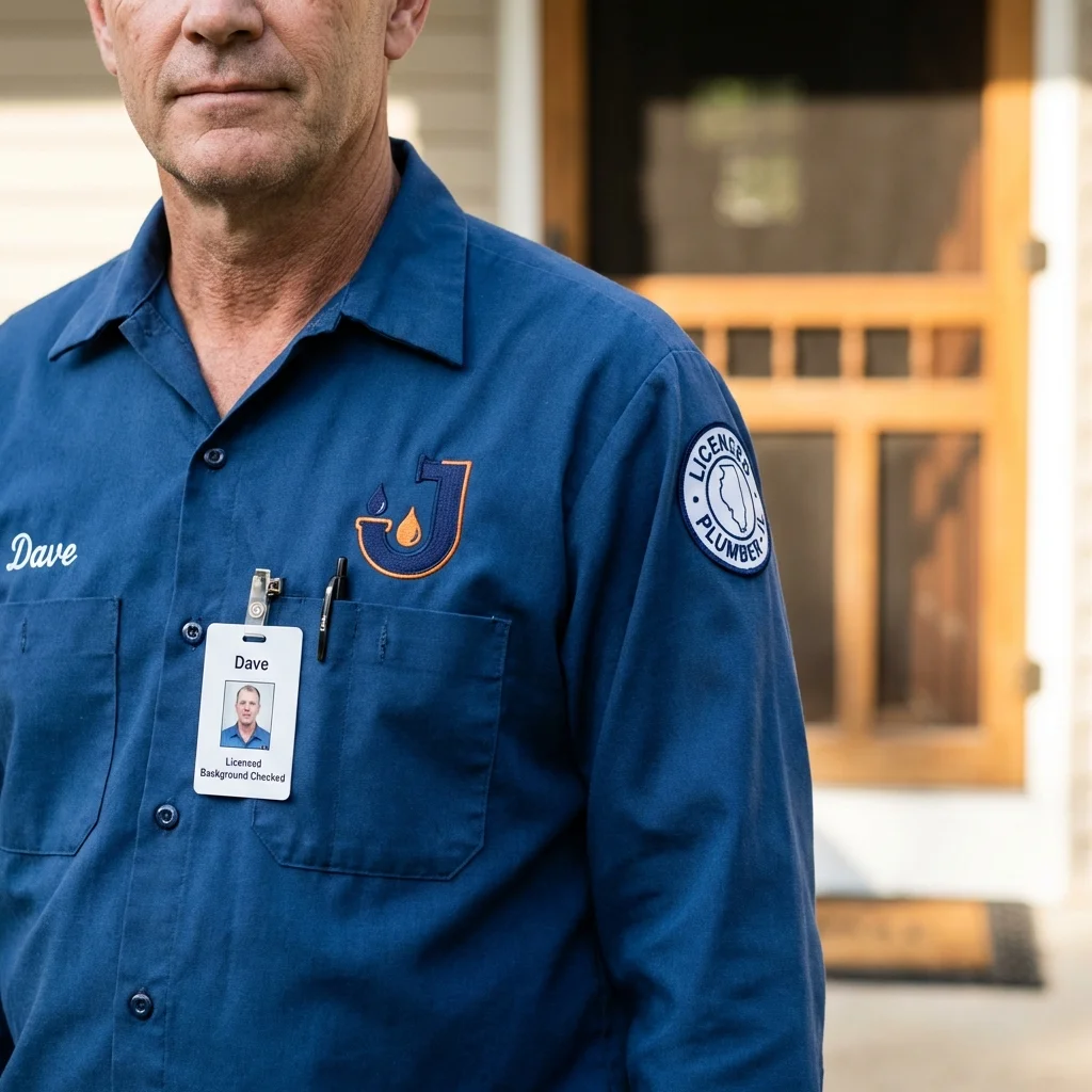 Licensed plumber showing ID badge in Laguna Niguel, CA