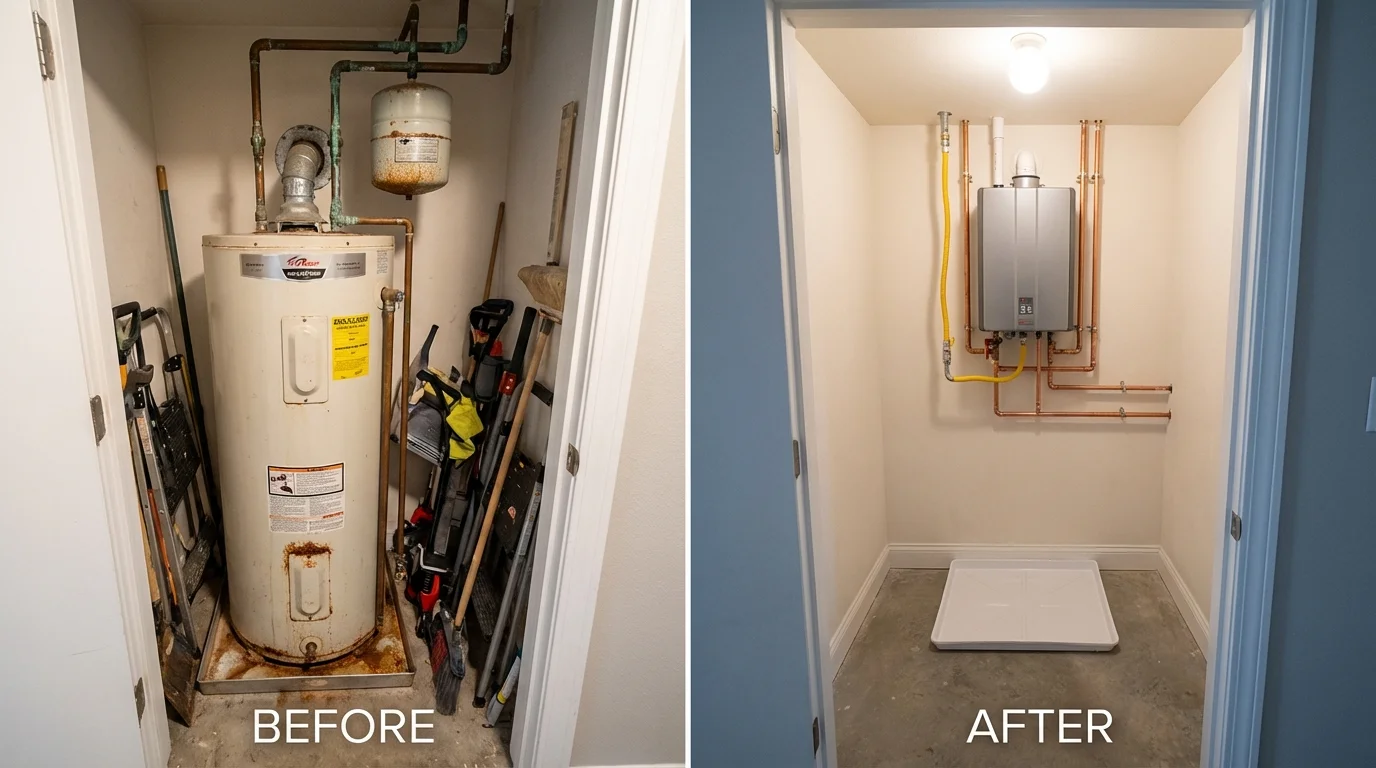 Tank water heater versus wall-mounted tankless unit comparison for Laguna Niguel, CA homeowners