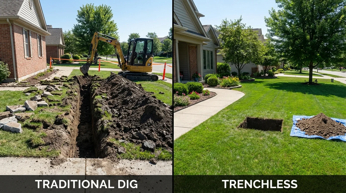 Trenchless sewer repair with minimal yard damage versus traditional excavation in Laguna Niguel, CA
